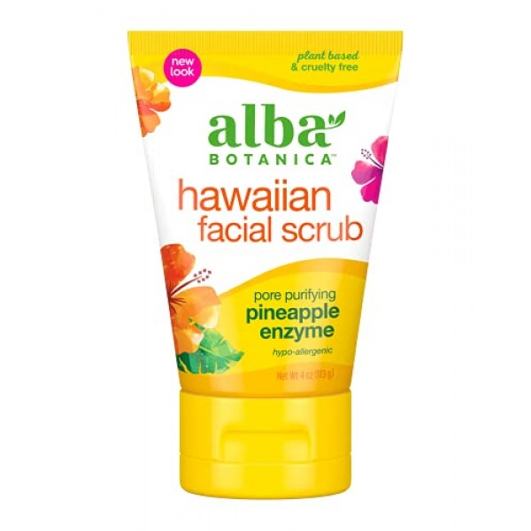 Alba Botanica Hawaiian Facial Scrub, Pore Purifying Pineapple Enz...
