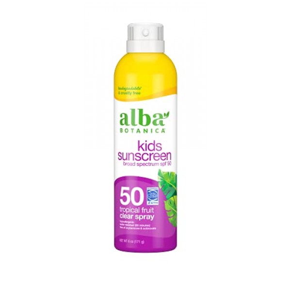 Alba Botanica Kids Sunscreen Spray, SPF 50, Tropical Fruit, 6 Oz ...