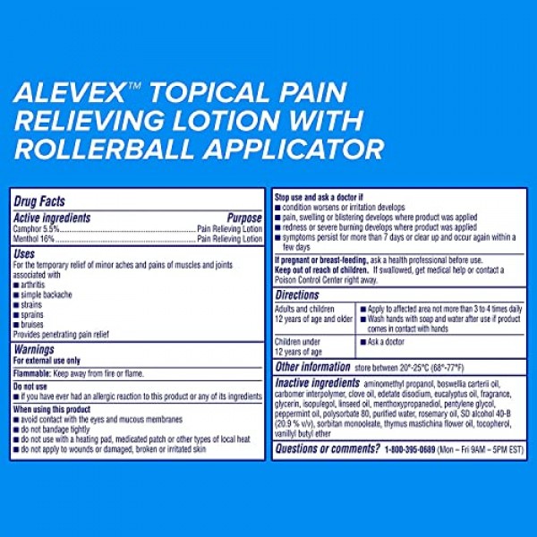 Aleve AleveX Pain Relieving Lotion with Rollerball, Powerful & Lo...