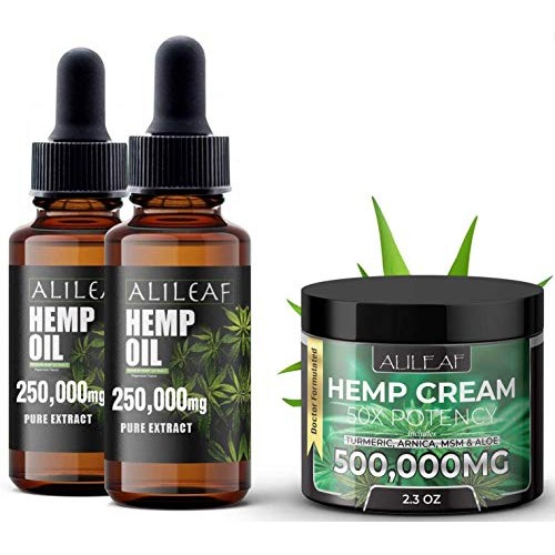 3 Pack Hemp Oil & Cream - 250,000mg for Pain Relief, Stress, An...