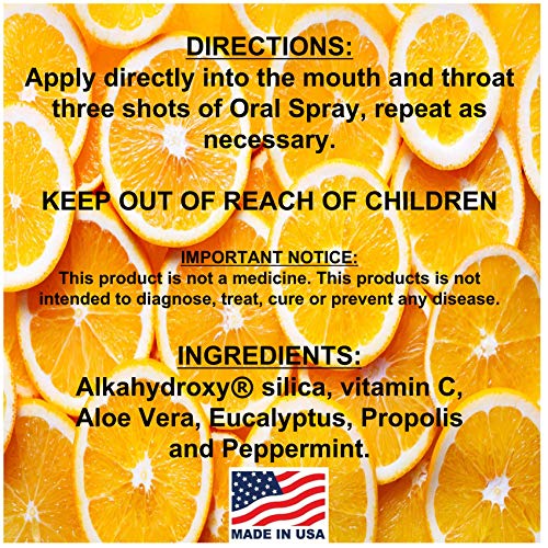 Sore Throat ANTIVIRAL Cough Oral Spray Silica Vitamin C & Bee Pro...