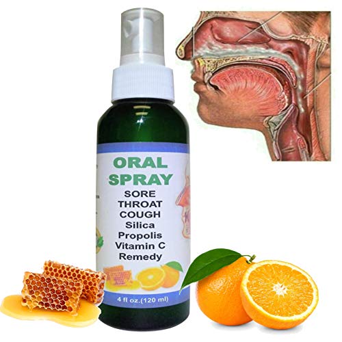 Sore Throat ANTIVIRAL Cough Oral Spray Silica Vitamin C & Bee Pro...