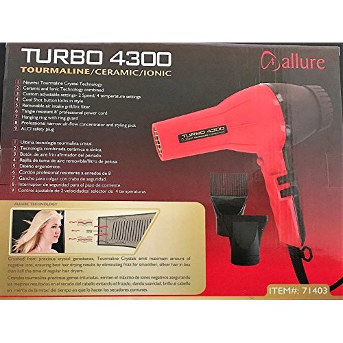 Allure Turbo 4300 Tourmaline/Ceramic/Ionic Hair Dryer
