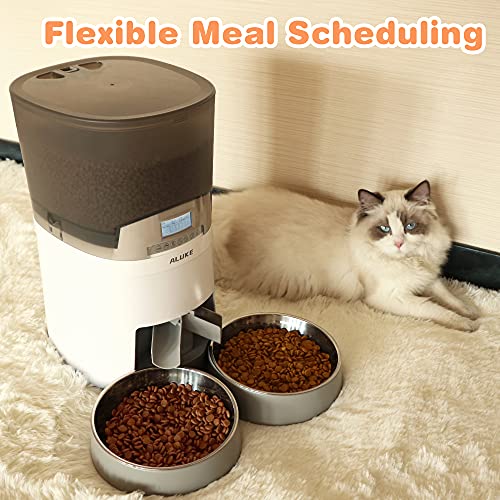 Automatic Cat Feeder, ALUKE 7L Pet Feeder Food Dispenser for Two ...