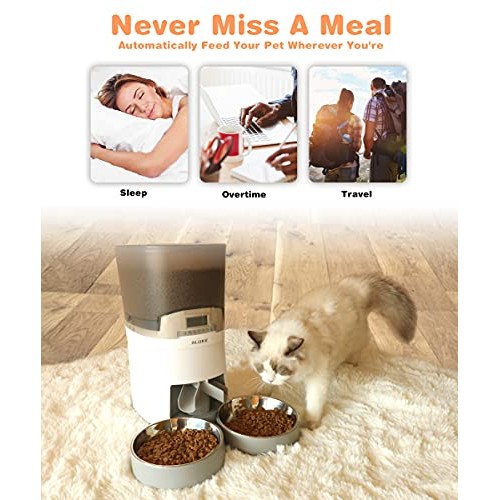 Automatic Cat Feeder, ALUKE 7L Pet Feeder Food Dispenser for Two ...