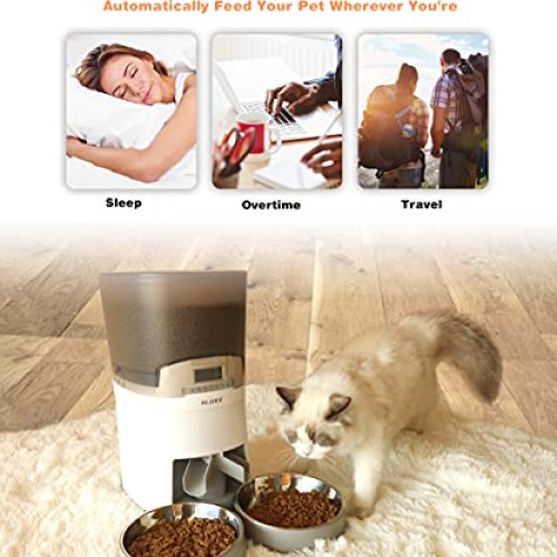 Automatic Cat Feeder, ALUKE 7L Pet Feeder Food Dispenser for Two ...
