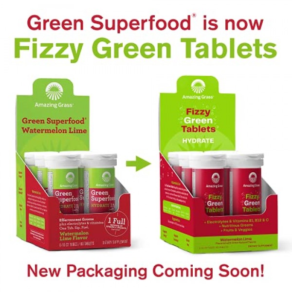 Amazing Grass Fizzy Green Tablets Hydrate Watermelon Lime: Greens...