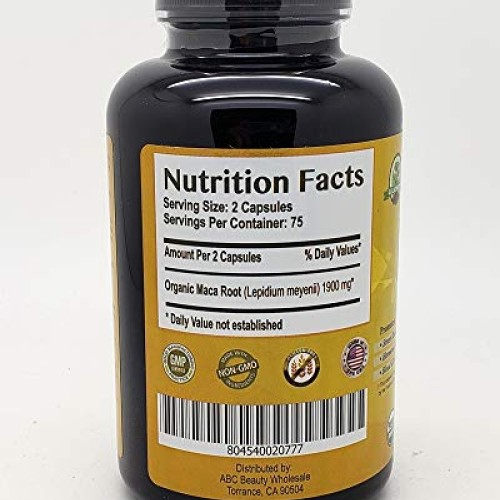 Organic MACA 950 mg 150 Capsules by Naturalismo Life