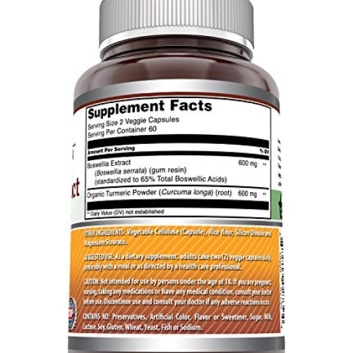 Amazing Formulas Boswellia Extract & Turmeric 1200mg per Serving ...