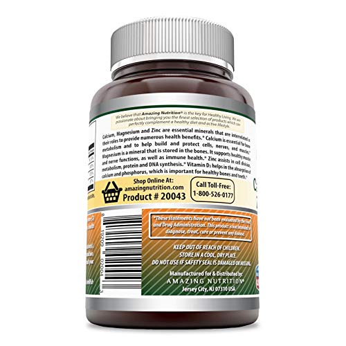 Amazing Formulas Calcium Magnesium Zinc D3 240 Softgels Supplemen...