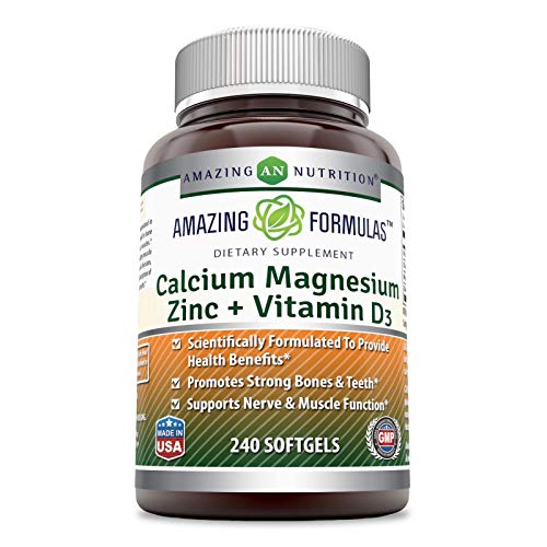 Amazing Formulas Calcium Magnesium Zinc D3 240 Softgels Supplemen...