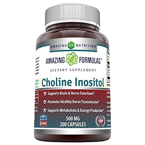 Amazing Formulas Choline Inositol 500 mg 200 Capsules Non GMO,Gl...