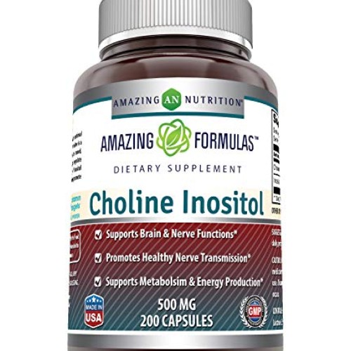 Amazing Formulas Choline Inositol 500 mg 200 Capsules Non GMO,Gl...