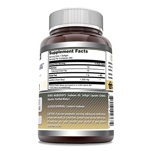 Amazing Formulas Lecithin 1200mg High Potency 240 Softgels Supple...
