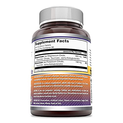 Amazing Formulas Magnesium Potassium Aspartate 180 TabletsNon-GM...