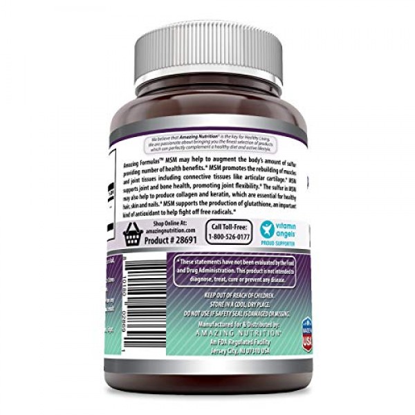 Amazing Formulas OptiMSM - 1500 mg 180 Tablets Non-GMO,Gluten Fr...
