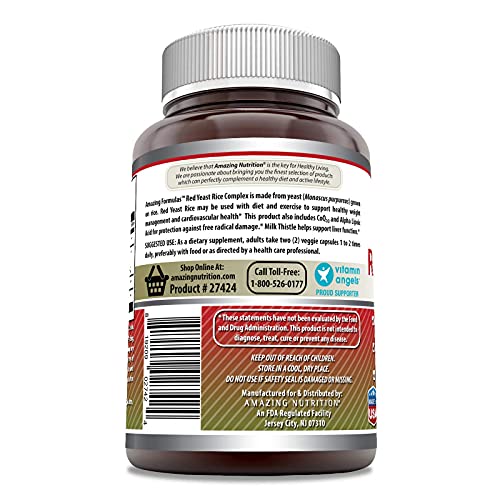 Amazing Formulas Red Yeast Rice Complex 1570 mg per Serving 120 V...