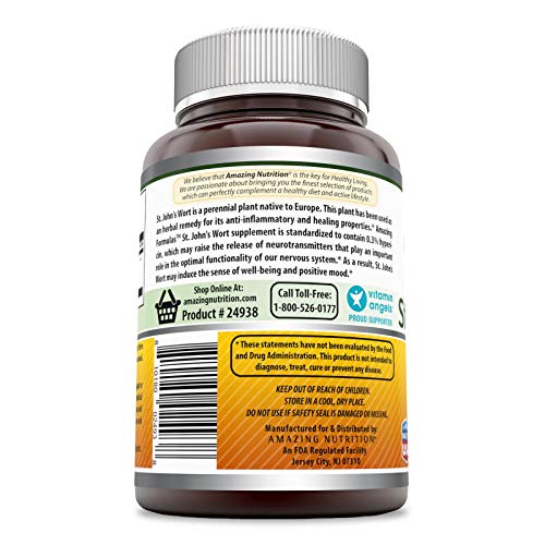 Amazing Nutrition St. Johns Wort - 300mg of 100% Pure St. John’s ...