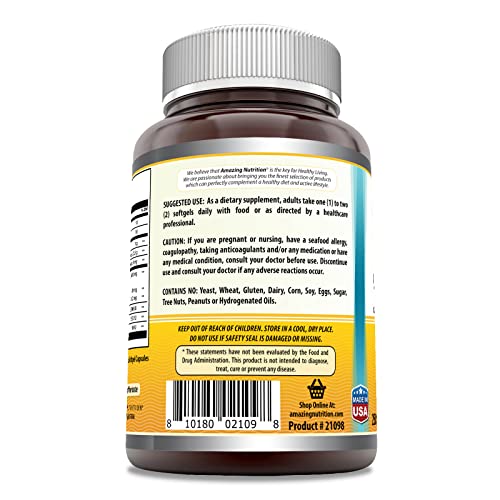 Amazing Omega Norwegian Cod Liver Oil 1000 Mg 250 Softgels | Lemo...