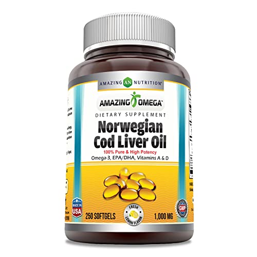 Amazing Omega Norwegian Cod Liver Oil 1000 Mg 250 Softgels | Lemo...