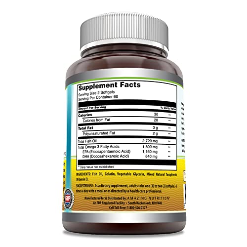 Amazing Omega Triple Strength Fish Oil 1360 Mg, Lemon Flavor Soft...
