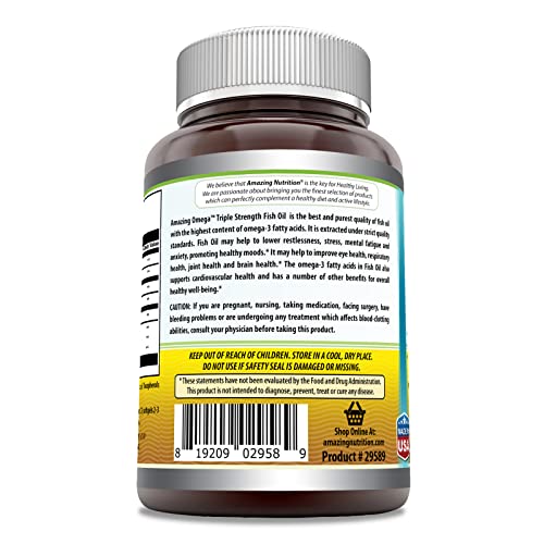 Amazing Omega Triple Strength Fish Oil 1360 Mg, Lemon Flavor Soft...