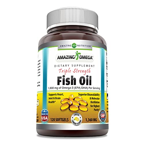 Amazing Omega Triple Strength Fish Oil 1360 Mg, Lemon Flavor Soft...