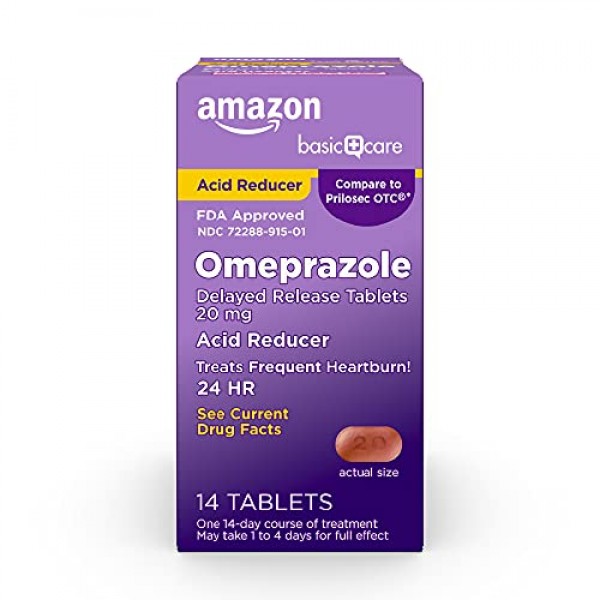 Amazon Basic Care Omeprazole Delayed Release Tablets 20 mg, Acid ...