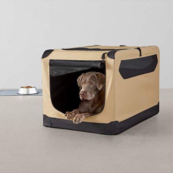 Amazon Basics 3-Door Collapsible Soft-Sided Folding Soft Dog Trav...