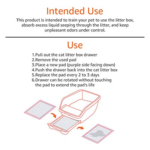 Amazon Basics Cat Pad Refills for Litter Box, Unscented - Pack of 40