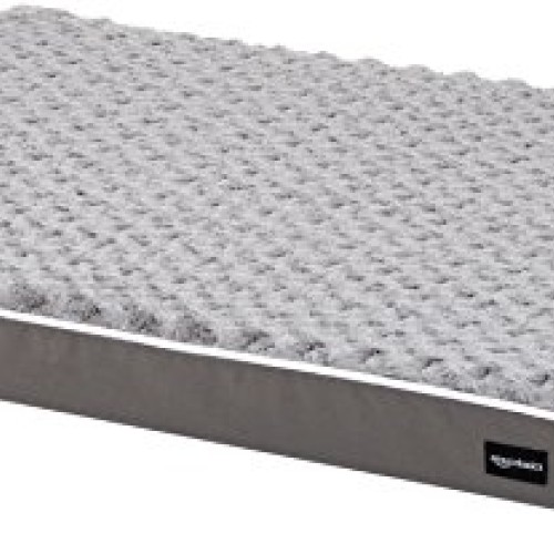 Amazon Basics Ergonomic Foam Pet Dog Bed, 27 x 36 Inches, Grey