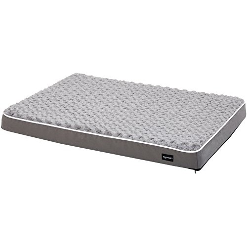 Amazon Basics Ergonomic Foam Pet Dog Bed, 27 x 36 Inches, Grey