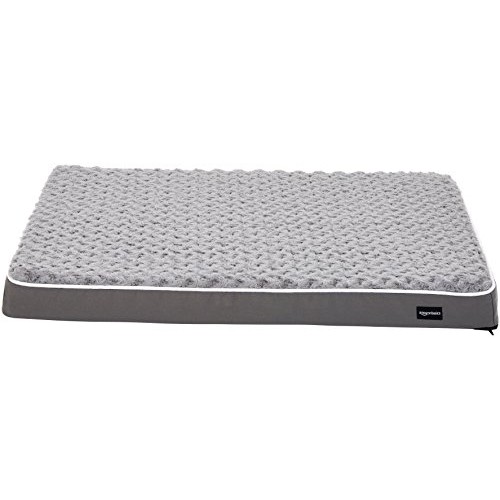 Amazon Basics Ergonomic Foam Pet Dog Bed, 27 x 36 Inches, Grey