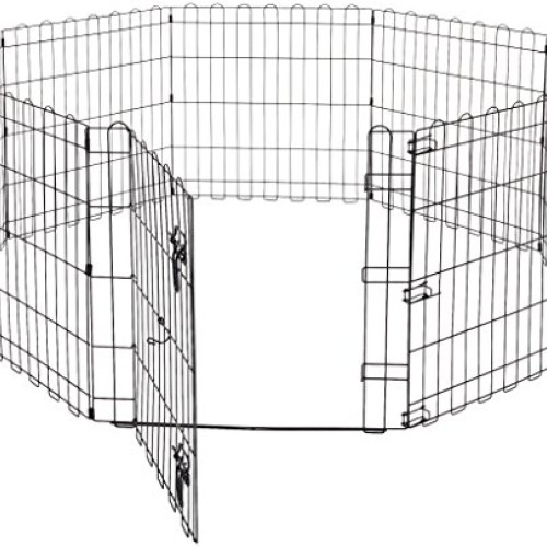 Amazon Basics Foldable Metal Pet Dog Exercise Fence Pen With Door...