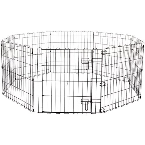 Amazon Basics Foldable Metal Pet Dog Exercise Fence Pen With Door...