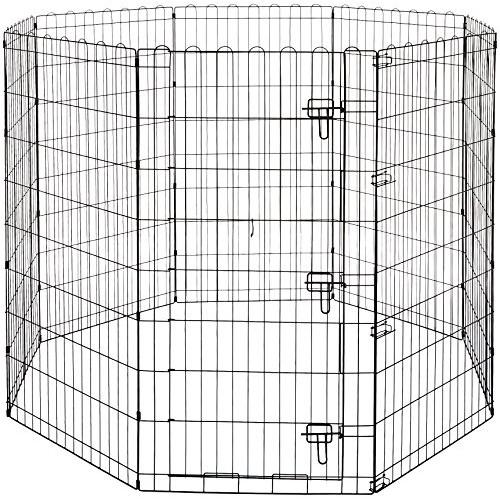 Amazon Basics Foldable Metal Pet Dog Exercise Fence Pen With Door...