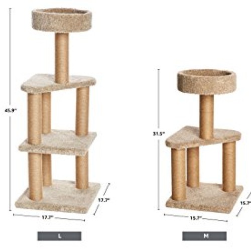 Amazon Basics Large Cat Condo Tree Tower with Scratching Post - 1...