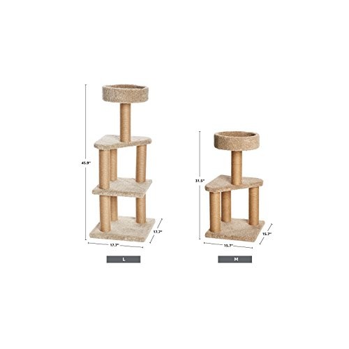 Amazon Basics Large Cat Condo Tree Tower with Scratching Post - 1...