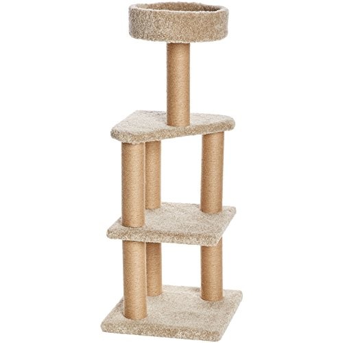 Amazon Basics Large Cat Condo Tree Tower with Scratching Post - 1...