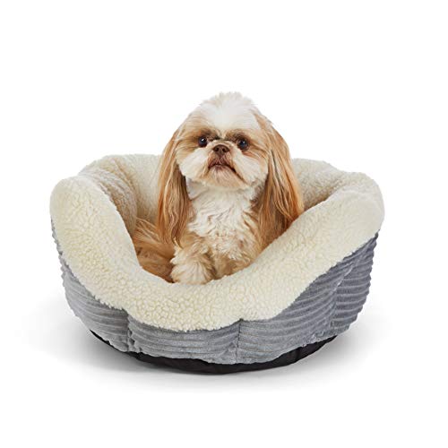Amazon Basics Round Self Warming Pet Bed For Cat or Dog, 18 x 8 I...