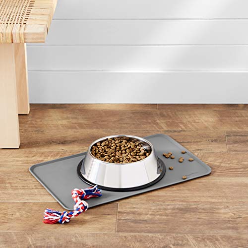 Amazon Basics Waterproof Anti-Slip Silicone Pet Food and Water Bo...