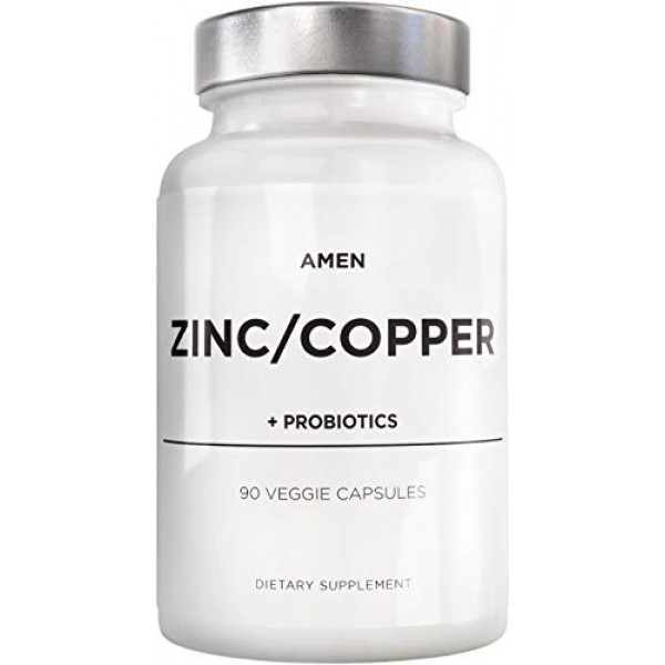 Amen Zinc & Copper Supplement + Probiotics, 3 Months Supply, One ...