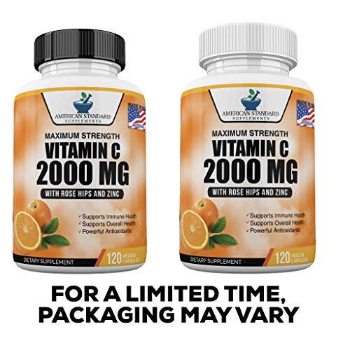 Vitamin C 2000mg with Zinc 40mg Per Serving and Rose Hips Extract...