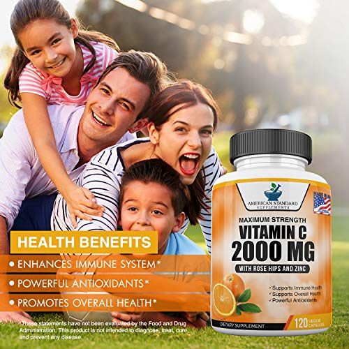 Vitamin C 2000mg with Zinc 40mg Per Serving and Rose Hips Extract...