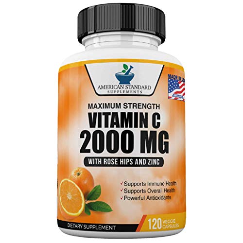 Vitamin C 2000mg with Zinc 40mg Per Serving and Rose Hips Extract...