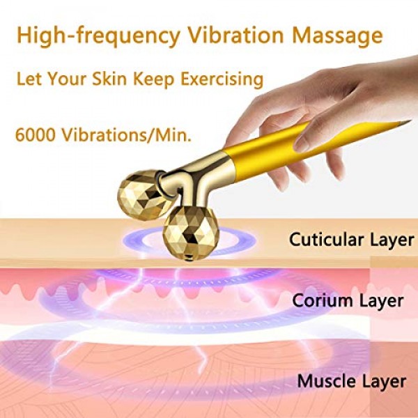 2 in 1 Electric Face Massager Roller Kit Arm Eye Nose Massage Sto...