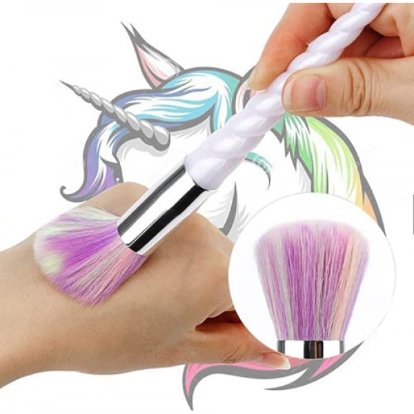 AMMIY Unicorn Makeup Brushes 10pcs With Colorful Bristles Unicorn...