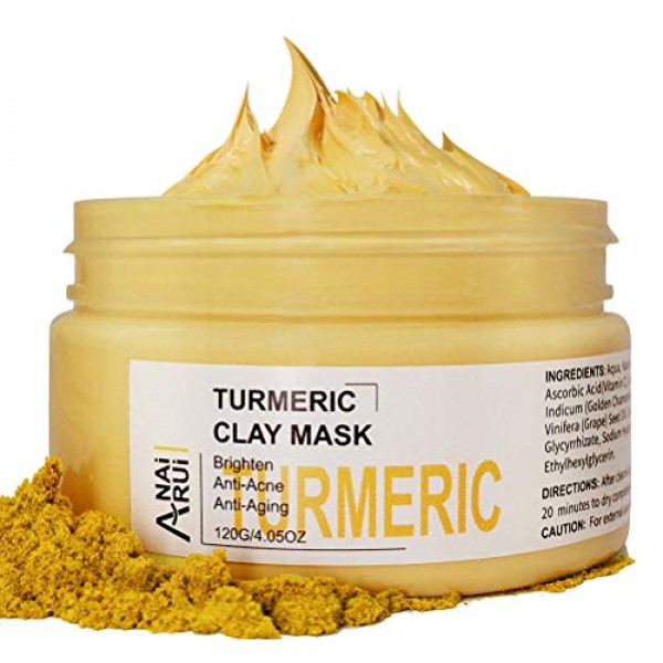 ANAIRUI Turmeric Vitamin C Face Mask, Clay Facial Mask with Vitam...
