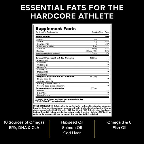 Animal Omega - Omega 3 6 Supplement - Fish Oil, Flaxseed Oil, Sal...