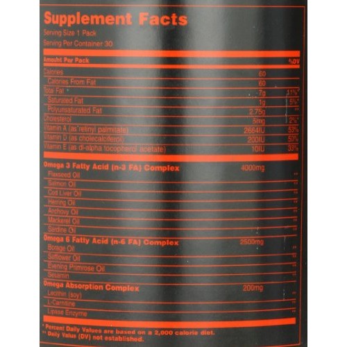 Animal Omega - Omega 3 6 Supplement - Fish Oil, Flaxseed Oil, Sal...